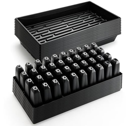 RooTrimmer 10 Pack 1020 Seed Starter Trays and 10 Pcs 40 Cell Plug Trays, Thick Durable Seedling Plastic Nursery Tray for TD542 1020 Tray Germination (10 Sets) - size: 40 Cells