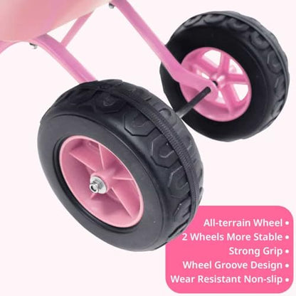 Pink Wheelbarrow for Kids Toddler Gardening Tool 2 Wheel Wheelbarrow(pink) - color: Pink