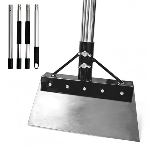 Garden Flat Shovel Heavy Duty Cleaning Shovel with 60 Inch Long Handle Multifunctional Garden Tools for Weeding Scraping,Ice & Snow Removal,Breeding Farm Cleaning