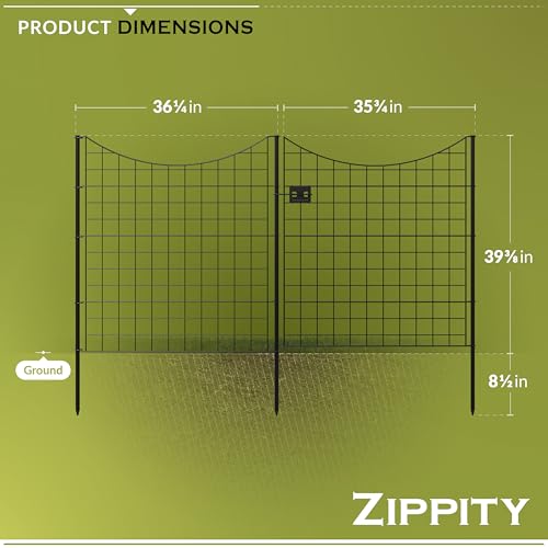 Zippity 39in H Black Metal Fence w/ Gate, DIY Fence Kit - color: 39" Tall (Gate + 4 Panels)