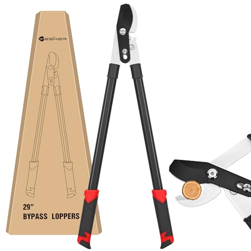 Yesker 29 Inch Loppers for Tree Trimming Heavy Duty Bypass Loppers Powerful Gear Action Sharp Steel Blade Tree Trimmer up to 1.5" Dia Cut Capacity Non-slip Handle Branch Cutter for Garden Maintenance - size: 29" Loppers