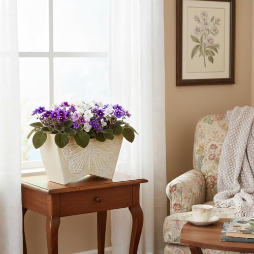 GreenShip 16 Inch Large Resin Flower Pots Set of 2 with Drainage Hole Beige - style: Beige-2 Pack