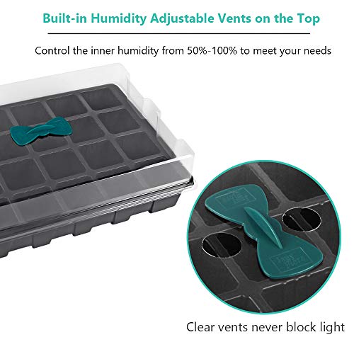 240 Cells -24 Grow Trays with Humidity Dome and Cell Insert - Mini Propagator for Seed Starting and Growing Healthy Plants Durable Reusable and Recyclable 10 Pack