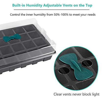 240 Cells -24 Grow Trays with Humidity Dome and Cell Insert - Mini Propagator for Seed Starting and Growing Healthy Plants Durable Reusable and Recyclable 10 Pack