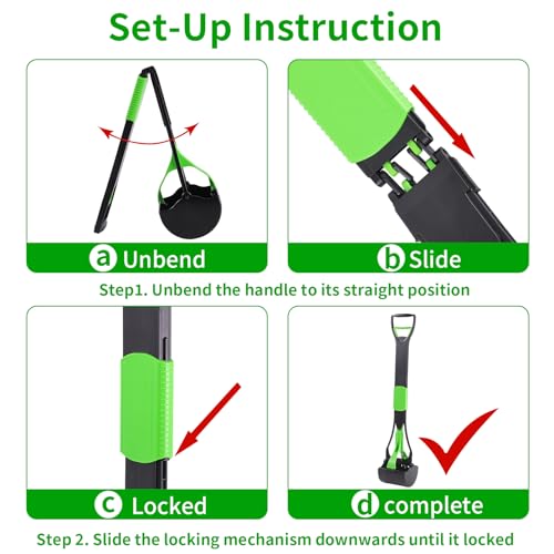 ienjoyed 36“ Large Dog Pooper Scooper for Large Dogs Heavy Duty, Non-Breakable Dog Poop Scooper with Wide Handle for Grass, Gravel, Durable Dog Poop Pick Up Tool, Long Handled Poop Grabber (Green) - color: 36-inch(Green)