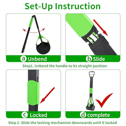 ienjoyed 36“ Large Dog Pooper Scooper for Large Dogs Heavy Duty, Non-Breakable Dog Poop Scooper with Wide Handle for Grass, Gravel, Durable Dog Poop Pick Up Tool, Long Handled Poop Grabber (Green) - color: 36-inch(Green)