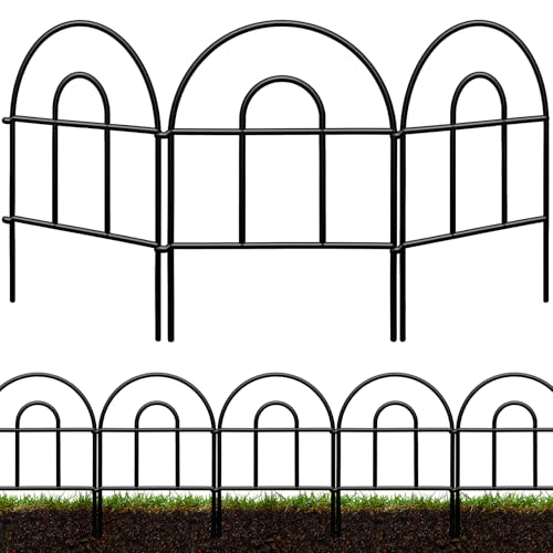 Decorative Garden Fence 32.5ft x 17in - 30 Pack Rustproof Metal No Dig Fence Animal Barrier, Arched Bed Edging Classic Style Wire Border Panel Fencing for Yard Patio Outdoor Decor, Black - color: Black, size: 30pc 32.5 ft(L) X 17 in(H)