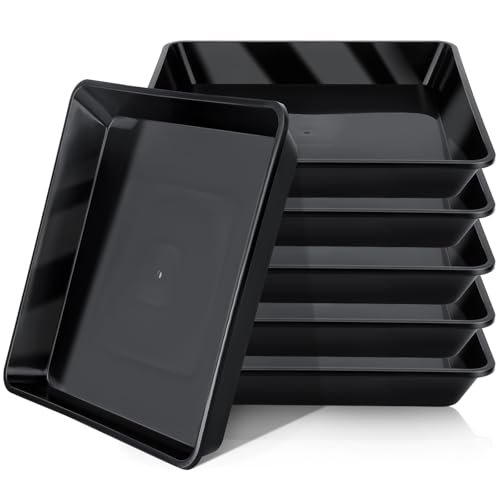 Greaner 6 Packs Square Plant Saucer, Plant Water Dray Tray, Durable Thick Plant Pot Dish for Flower Pot, Plastic Plant Tray to Catch Water for Indoor Outdoor(10 Inch, Black) - color: Black, size: 10"