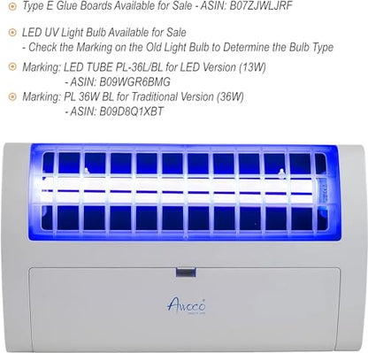 Awoco LED 13W 100V-240V Wall Mount Sticky Fly Trap Lamp XL 78” Extra Long Power Cord for Capturing Flies, Mosquitoes, Moths and Flying Insects (Fly Trap XL) - size: Fly Trap XL