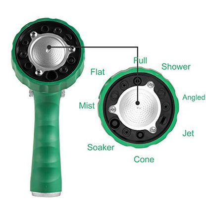 GREEN MOUNT Garden Hose Nozzle, Water Hose Spray Nozzle with Thumb Control On Off Valve for Easy Water Flow Control, Green - color: Green