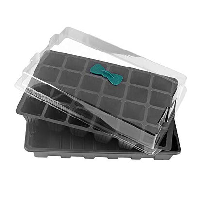 240 Cells -24 Grow Trays with Humidity Dome and Cell Insert - Mini Propagator for Seed Starting and Growing Healthy Plants Durable Reusable and Recyclable 10 Pack