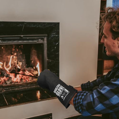 QeeLink Welding Gloves for Men - Fireproof Leather and Stitching - color: Black