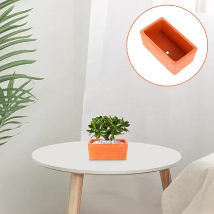 SEWACC Rectangular Terracotta Planter, Small Clay Pot with Drainage Hole, Rustic Flower Container for Succulent and Cactus Plants, Sturdy Indoor Windowsill Garden Pot