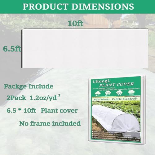 Plant Covers Freeze Protection with Ultra Fine Mesh Reusable Floating Row Cover for Plants Vegetables Flowers Fruits Frost Sun Protection 1.2oz/yd² (6.5x10ft,2pc) - size: 6.5x10ft,2pc