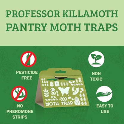 Professor Killamoth Superior Pantry Moth Traps 6-Pack with Pheromones Prime | No Insecticides | Safe, Non-Toxic and Child and Pet Friendly Pantry Protection | Superior Attractant