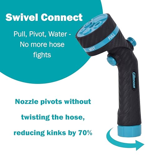 Gilmour Heavy Duty Button Control Garden Hose Nozzle with Swivel Connect