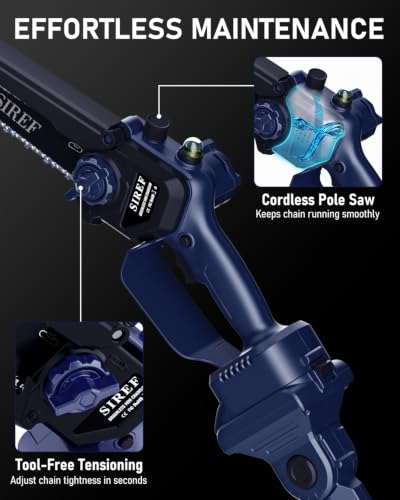 Electric Pole Saw 6“ Mini Chainsaw Cordless Brushless 4.0Ah Batteries 16 Ft Max Reach Multi-Angle Fast Charger Telescopic Power Pole Saw Tree Trimmer Limb Branch Cutter Pruner Navy Blue - color: Navy Blue-1 Battery