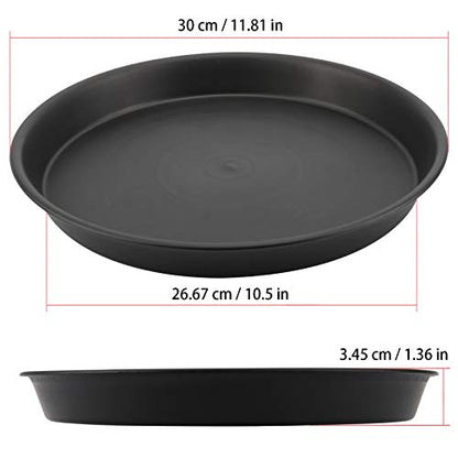 KEILEOHO 15 Pack 12 Inch Plant Saucer, Heavy Duty Round Plastic Plant Saucer with Plant Labels, Flower Plant Pot Tray, Planter Water Catcher Trays for Indoor Outdoor Use, Black