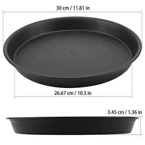 KEILEOHO 15 Pack 12 Inch Plant Saucer, Heavy Duty Round Plastic Plant Saucer with Plant Labels, Flower Plant Pot Tray, Planter Water Catcher Trays for Indoor Outdoor Use, Black