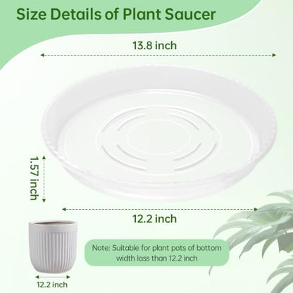 Plant Saucer 10 Pack of 14 inch, Clear Plastic Flower Plant Pot Saucer, Heavy Duty Plant Drip Trays Saucers for Indoor, Plant Water Tray for Planters - size: 14 inch-10 Pack