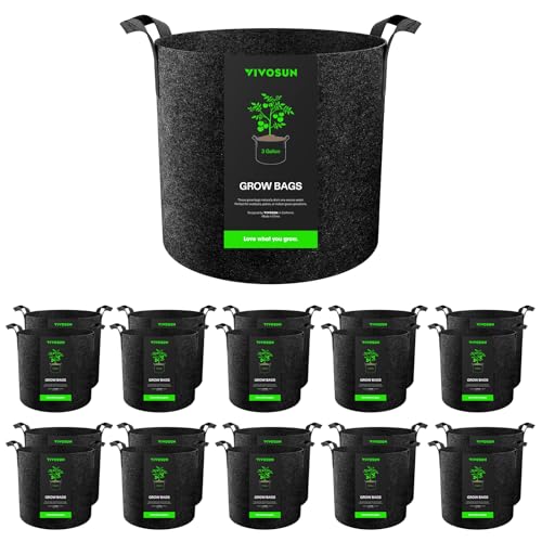 VIVOSUN 20-Pack 3 Gallon Plant Grow Bags Fabric Pots with Handles - size: 3 Gallons, style: 20-Pack