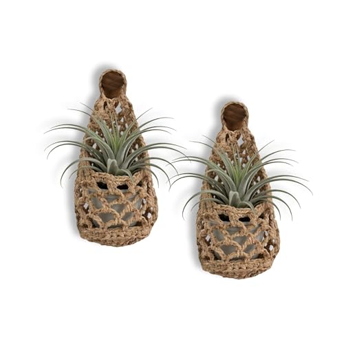 Macrame Plant Hanger Set of 2, Boho Wall Hanging Planter for up to 4" Pots - color: 2 Pcs Brown, size: 4 Inch