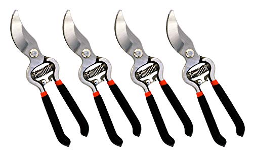 Garden Guru Classic Bypass Pruning Shears Clippers – Heavy Duty Forged Steel Garden Pruners – Safety Lock – Non Slip Comfort Grips – Cuts up to 1” – Professional Bypass Pruners for Gardening (4 Pack) - size: 4 Pack, style: Bypass Pruner (Black)