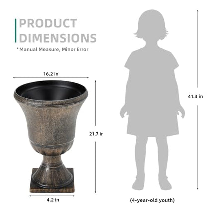 22" Tall Urn Planters Set of 2 Large Flower Pots, Antique Bronze - color: 22"-antique Bronze