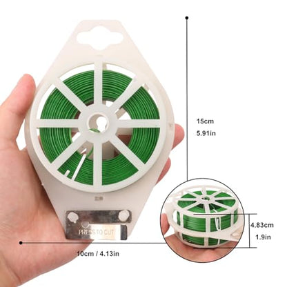 12 PCS Green Twist Ties - Each Reel 656 Feet Multipurpose Garden Plant Cable Ties for Indoor and Outdoor Plants, Green Cable Ties, Reusable Plant Wire for Patio, Lawn and Garden