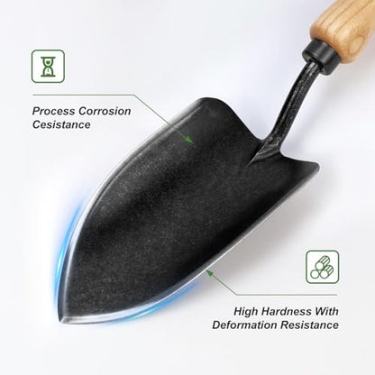 Garden Hand Trowel, Stainless Steel Planting Shovel with Wooden Handle - size: 34.5CM Garden Hand Trowel