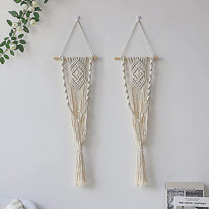 Artilady Macrame Plant Hanger, Boho Hanging Planter for Indoor Plants - color: White D