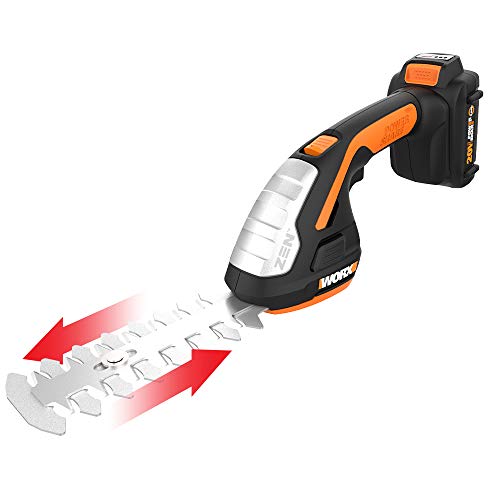 Worx WG801 20V Power Share 4" Cordless Shear and 8" Shrubber Trimmer (Battery & Charger Included) | Telescoping Pole for WG801 Shear Shrubber