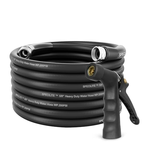 SPECILITE 5/8" Hot/Cold Garden Water Hose 50 ft, -50℉-158℉, Black - size: 5/8in x 50ft