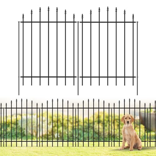 32” x 12’ No-Dig Metal Garden Fence with Stakes, Panels Fencing for Dogs - size: Roman Col 32″H x 12ft (6Panels)