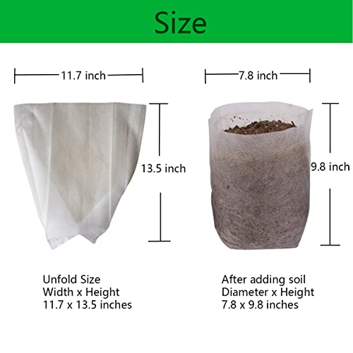 Gardtree 2 Gallon 100PCS 11.7×13.5 Inch Breathable Plant Grow Bags - Biodegradable Non-Woven Plant Nursery Bags for Seed Starting, Indoor/Outdoor Vegetable, Herbs, Flower Easy Transplant, Space Saving - color: White, size: 11.7"x13.5"/100PCS