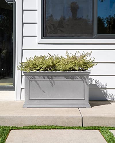 Veradek Brixton Series Large Plastic Planter - Gray, Outdoor, All-Weather Resistant, Dimensions 17.5"H x 16"W x 32"L, Classic Estate Design for Flowers, Trees, Shrubs - color: Gray