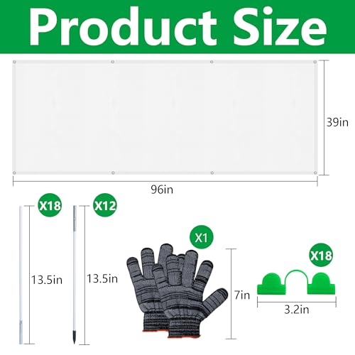96'' x 39'' White Garden Shading Kit, 60% Sunblock Plant Shade Cloth - color: 96 x 39.4 Inch