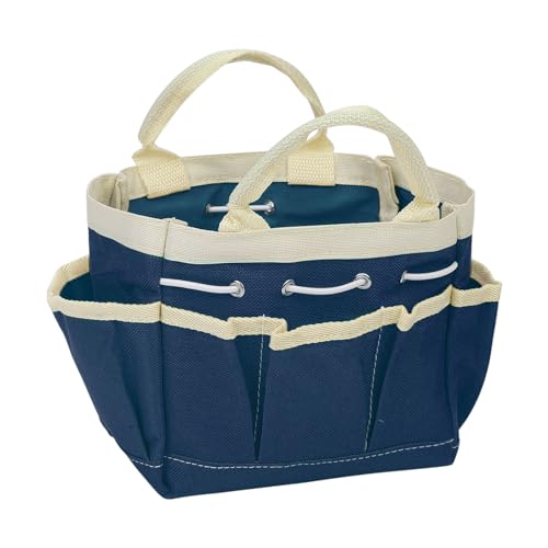 HARFINGTON Garden Tool Bag 5.9" x 3.94" x 5.9" Large Oxford Waterproof with Pockets Garden Tote Bag Gardening Plant Tool Organizer Storage Carrier Store for Outdoor Women Men, Dark Blue - color: Dark Blue