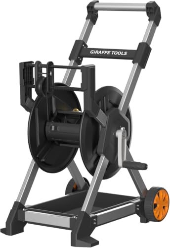 Giraffe Tools Garden Hose Reel Cart,125FT 5/8" Hose Capacity with Storage Basket