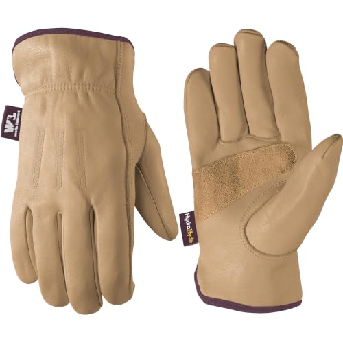 Wells Lamont Women's HydraHyde Water-Resistant Leather Work Gloves, Reinforced Palm Patch - color: Sunbaked, size: Large (Pack of 1)