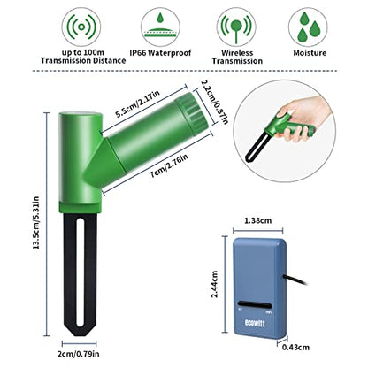 Ecowitt GW1106 Soil Moisture Meter Kit, Includes GW1100 Wi-Fi Gateway and WH51 Soil Moisture Sensor, 915 MHz - color: GW1106BU