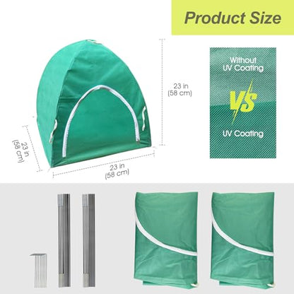 Plant Covers Freeze Protection, Rifny 23 x 23 x 23 inch Shrub Rose Bush Covers for Winter Outdoor Plants, Frost Cloth with Zipper Steel Stakes Protecting Potted Plants from Deer Rabbit Chicken (2 PCS)