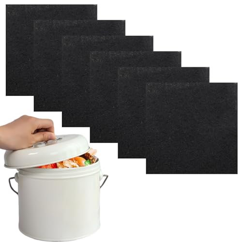 Biaungdo 6 Pack 5 Inch Square Charcoal Filter, Black Compost Bin Filters