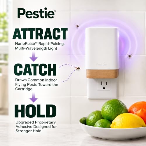 Pestie Fruit Fly Traps, Indoor Gnat Trap Plug-in (1 Device, 2 Cartridges) - size: 1 Device + 2 Cartridges