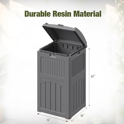 Devoko 33 Gallon Outdoor Trash Can with Dual Lid, Hideaway Garbage Bins,2Pc - color: Gray, size: 2 Pack