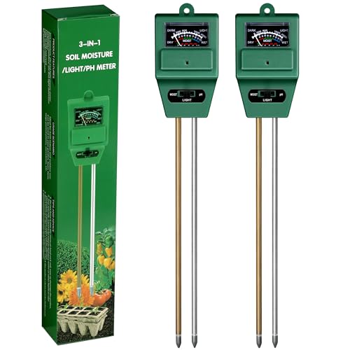 iPower 3-in-1 Plant Moisture/Light/PH Meter, Soil Test Kit for Gardening, Farming, Indoor & Outdoor Use, 2 Pack - size: Square, style: 2-Pack