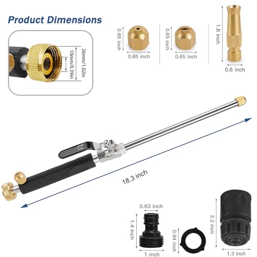 Power Washer Hose Attachment, Pressure Washer Wand Nozzle for Garden Hose - color: 18inch-back
