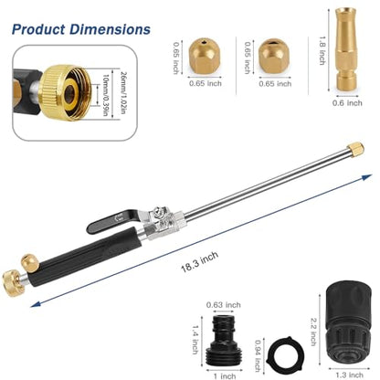 Power Washer Hose Attachment, Pressure Washer Wand Nozzle for Garden Hose - color: 18inch-back