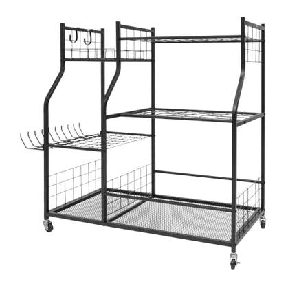 Tool Organizer, Rolling Garden Tool Storage Rack with Wheels Black