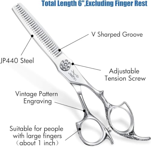 JASON Hair Thinning Scissors Shears - 6" Haircut Blending Scissor 30-Teeth - size: 6.06